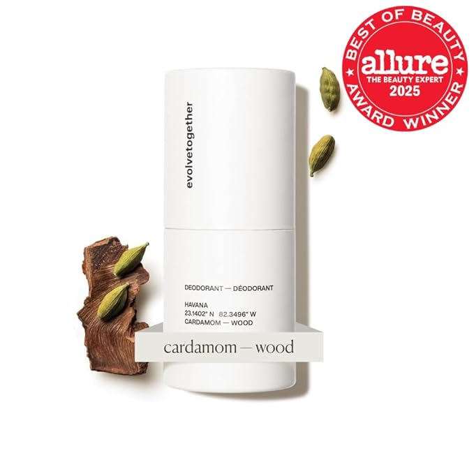 evolvetogether Aluminum Free Natural Deodorant for Women & Men | Vetiver & Cedarwood | Neutralizes Odors, Soothes Skin | Vegan, Cruelty-Free, Baking Soda Free | Made in USA (Havana, 1.69 Oz)