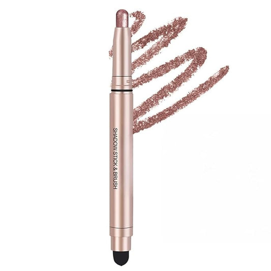 Eyeshadow Sticks Long-Lasting Cream Shimmer Finish Easy Apply with Built-in Smudger Blendable Brown