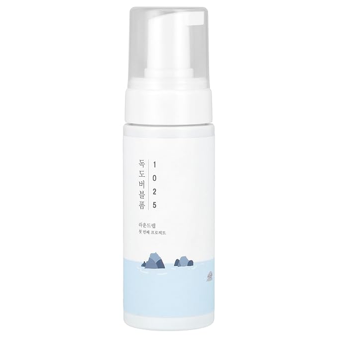ROUND LAB 1025 Dokdo Bubble Foam Cleanser, Gentle Face Wash for Sensitive Skin, Low pH 5.5, Hydrating Korean Skincare, Soothing Panthenol & Deep Sea Water, Hypoallergenic, Fragrance-Free (5.07 Fl Oz)