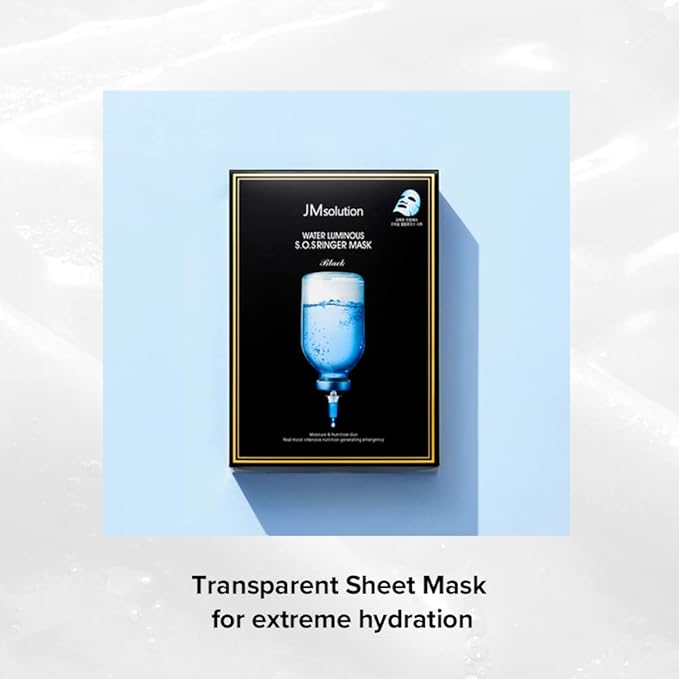 JMsolution Water Luminous S.O.S Ringer Mask Black - Korean Skin care-Rich Hydrated Smooth Moisture -10 sheets for All Skin type