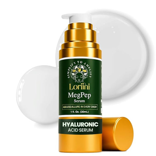 MegPep Anti-Aging Serum | Peptide & Hyaluronic Acid Face Serum for Wrinkles, Hydration,Fine Lines & Dull skin | With Ceramides, Ashwagandha, Gold Bhasma & Edelweiss – Firm, Brighten Skin – 1 Fl Oz