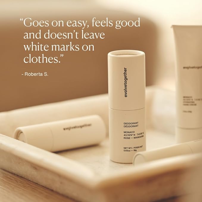 evolvetogether Aluminum Free Natural Deodorant for Women & Men | 4 Pack Travel Set | Neutralizes Odors, Soothes Skin | Vegan, Cruelty-Free, Baking Soda Free | Made in USA (Discovery)