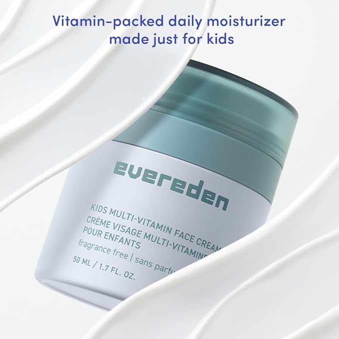 Evereden Daily 1-2-3 Routine: Clean, Vegan Skin Care Set for Kids, Hydrating, Nourishing Skincare Set with Multi-Vitamin Fragrance-Free Face Wash & Fragrance-Free Face Cream & SPF 30 Mineral Sunscreen