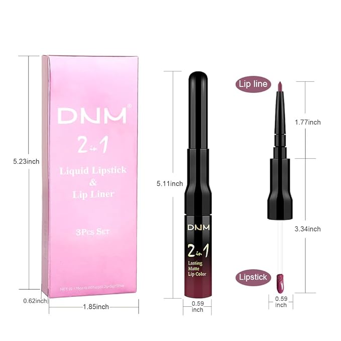 evpct 3Pcs Antique Rose Nuetral Hot Mauve Matte Lip Liner & Liquid Lipstick Stain Makeup Set for Women, Lip Liner Stain Long Lasting Waterproof Smudge Proof, Cruelty Free Lip Makeup 24 hours originale