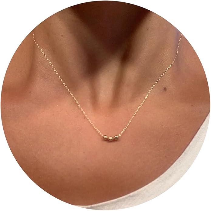 Dainty Gold Heart Necklace for Women - 14K Gold/Silver Plated Cute Heart Handmade Disc Circle Bee Choker Adjustable Necklace for Women Trendy Jewelry