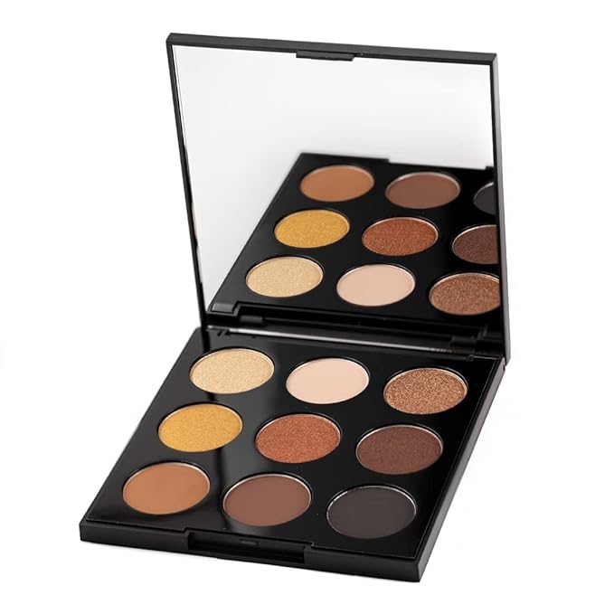 Palladio Ultimate 9-Count Eyeshadow Palette, Talc-Free Formula, High Pigmented Shades in A Mix of Matte & Shimmer Finishes, Blendable Long Lasting Colorful Professional-Grade Makeup (Golden Sands)