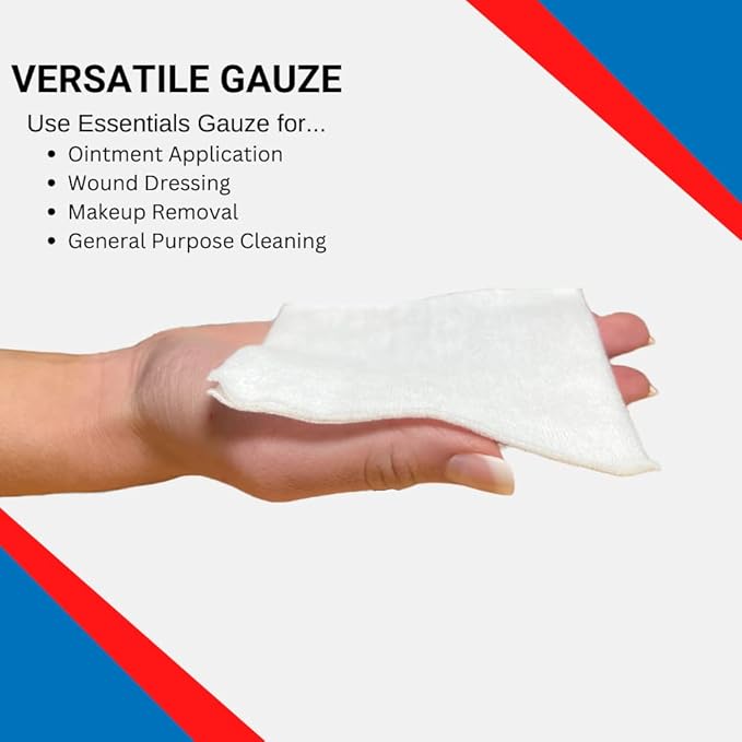 Essentials Non-Sterile Gauze Sponges - 200 Count (Pack of 2), 4-Ply, 4'' x 4'' Pads, Non-Woven - Wound Care Product for First Aid Kit/Medical Facilities