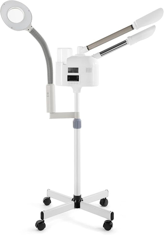 Professional 3 in 1 Facial Steamer Upgrade Esthetician Steamer with hot & Cold Nozzle 5X LED Magnifying Lamp Beauty Salon Spa