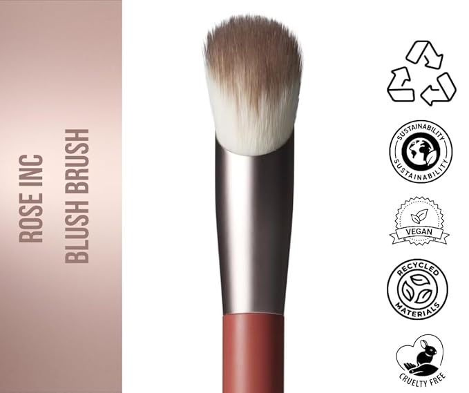 Rose Inc Number 2 Angled Blush Brush - Vegan & Sustainable Makeup Brush for Precise Application