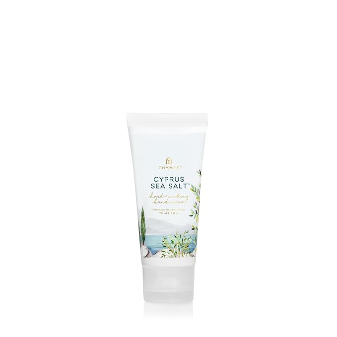 Thymes Hard-Working Hand Cream - Hand Moisturizer with Shea Butter, Sunflower Seed Oil & Pro-vitamin B5 - For Women & Men - Travel Size - Skin Care (Cyprus Sea Salt, 2.5 fl oz)