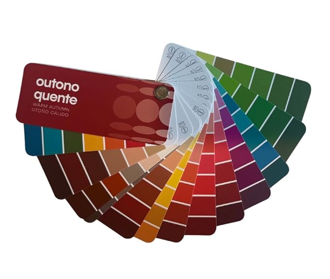 Multilingual Warm Autumn Palette Color Fan by Studio Immagine, Personalized Color Guide for Cost Saving, Smart Shopping, Outfit & Wardrobe Planning; Otono Calido/Outono Quente
