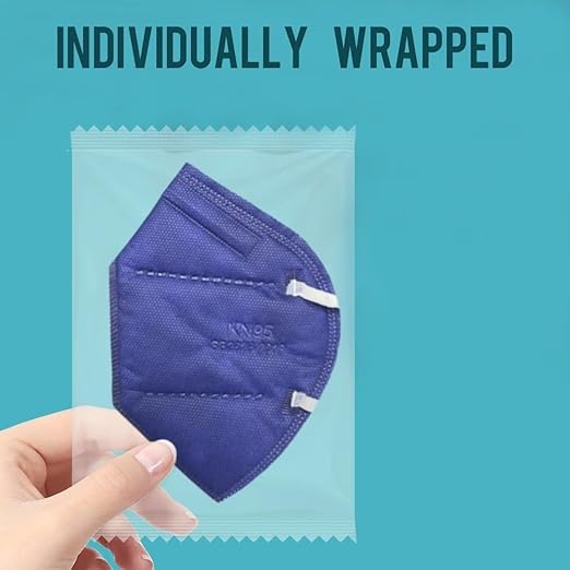 Navy Blue KN95 Face Masks 100 Pack Breathable Disposable Face Masks