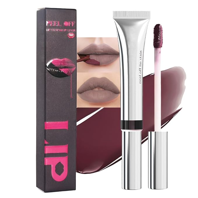 evpct Lip Tains Peel off, Peel off Lip Liner Tattoo Lip Stain Tint Gloss Marker Makeup, Long Lasting Waterproof 24 Hours Matte Finish Transfer-proof Pigmented Color Stay Lipsticks, 140 Taupe