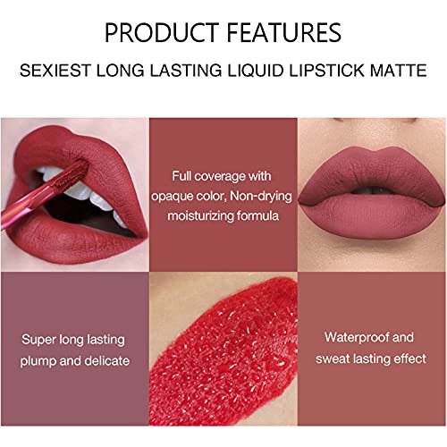 BestLand 6Pcs Matte Liquid Lipstick Set, 24H Transfer-Proof, Long Lasting, Moisturizing & Non-Sticky Lip Gloss Waterproof Lip Stain Sets for Women, Cruelty Free Lip Makeup (Set C)