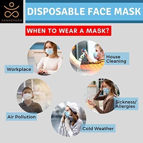 Disposable Face Mask | Pack of 50 | Safety Face Mask | Non Woven Thick 3-Layer Breathable Mask | Adjustable Earloop, Mouth and Nose Protection | Dust Mask | Masks for Facial Cover