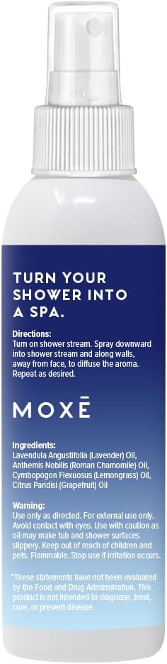 MOXĒ Dream Lavender & Chamomile Shower Steamer Spray, 100% Natural Certified Essential Oils, Bath Relaxation, Made in USA, 4 Ounces (2 Pack)