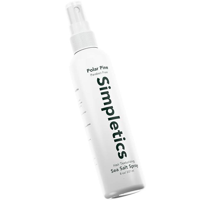 Simpletics Himalayan Sea Salt Hair Spray (Pine Scent) – Natural 5-Ingredient Formula for Beach Waves & Volume – Light Hold, Non-Greasy, Paraben & Sulfate Free – Unisex 8 fl oz