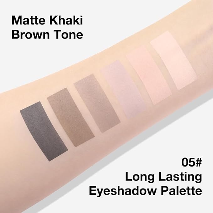 6 Colors Mini Dark Nude Brown Eye Shadow Palette Makeup for Older Women, Neutral Matte Shimmer Eyeshadow Palette Highly Pigmented Waterproof, paleta de sombras de ojos, Vegan & Cruelty-free, 06