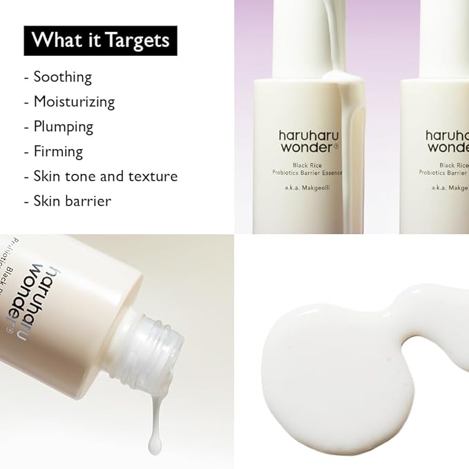 haruharu Wonder Black Rice Probiotics Barrier Essence, Skin Flooding & Layering, Strengthens Skin Barrier, Moisturizes, Glowy Radiant Skin, Ceramide & Panthenol, Holiday Stocking Stuffer, 4.05 fl.oz