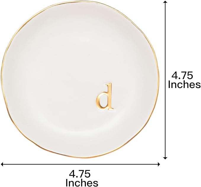 COLLECTIVE HOME - Ceramic Jewelry Tray, Decorative Trinket Dish for Rings Earrings Necklaces Bracelet Watch Keys, Birthday Mother's Day Christmas Gift for Women, 4.75", White Surface (D)