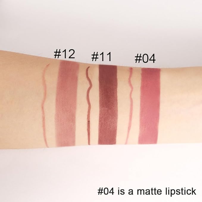 2-in-1 Chestnut Antique Rose Lipliner Lipstick Combos, Matte Lipstick Stay on Lipsticks 24 hour Long-Lasting for Women, Lips Kit with Lip Liner Lip Stains 24 Hour Long Lasting Waterproof 04