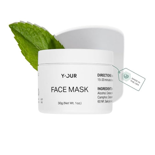 Y’OUR Purifying Detox Face Mask: Blackhead, Whitehead & Pore Remover; Anti-Acne & Pimple Care; Cleansing & Exfoliating for Hydrating & Glowing Skin; With Salicylic Acid & Bentonite Clay. Made in USA