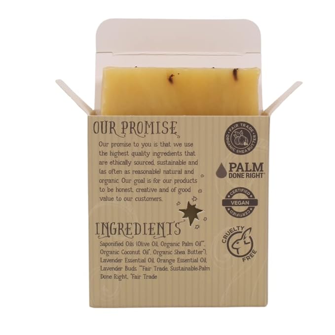 Organic Lavender Orange Bar Soap - Gentle Cleansing for Sensitive Skin, Herbal and Mint - 3 Pack