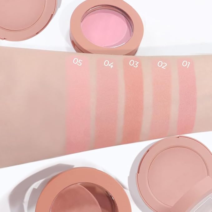 Nude Pink Matte Powder Blush Palette Cheeks Face Makeup, Achieves an Elegant, Natural Finish, Lightweight, Smooth, and Long-Lasting without Smudging, Suitable for All Skin Tones