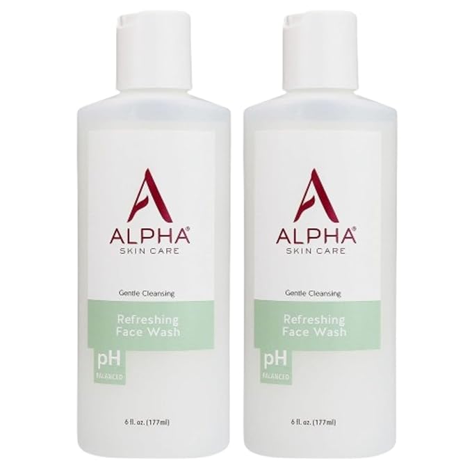 Alpha Skin Care Refreshing Face Wash, Gentle Soap-Free Formula, Citric AHA, Cleanses, Purifies, Tones & Restores pH, All Skin Types, Removes Make-Up & Oil, Anti-Aging Ingredients, 6 Oz, Pack of 2