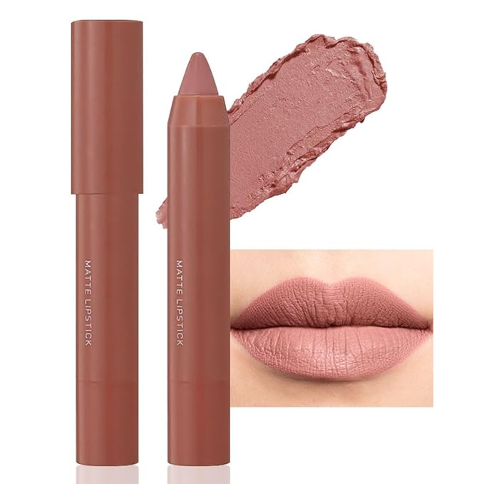 BINGBRUSH Crayon Matte Longwear Lipstick Pack Set,Moisture Smooth Color Stick Ultimate Lip Crayon for Makeup Collection - Waterproof Velvet Lipgloss (06#, 1 Count (Pack of 1))