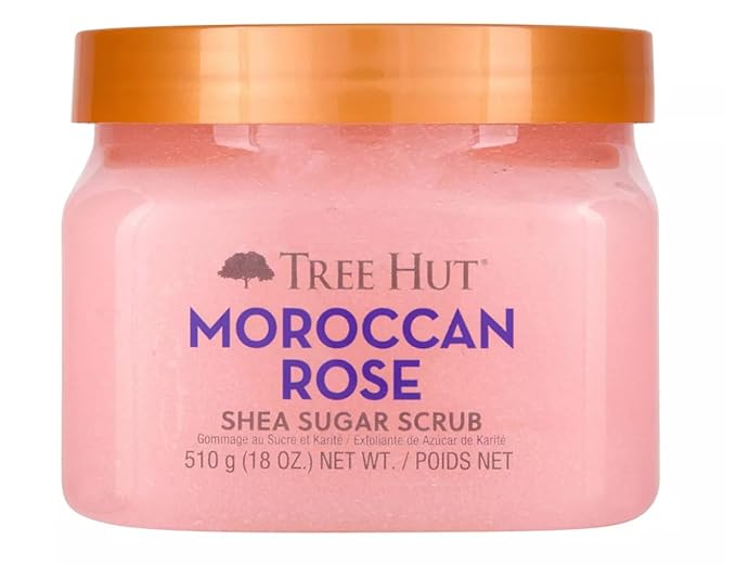 Tree Hut Moroccan Rose Shea Sugar Scrub, Exfoliating & Hydrating Body Scrub with Shea Butter & Essential Oils, Smooth & Soften Skin, Holiday Gift & Stocking Stuffer, 18 oz