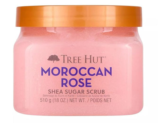 Tree Hut Moroccan Rose Shea Sugar Scrub, Exfoliating & Hydrating Body Scrub with Shea Butter & Essential Oils, Smooth & Soften Skin, Holiday Gift & Stocking Stuffer, 18 oz