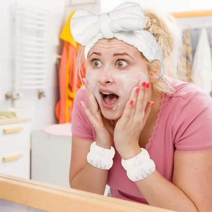 Spa Headband,Makeup Headband Set,For Face Washing Skin Care Accessories,Girls Headbands and Wristbands for Washing Face Head and Wrist Band Set