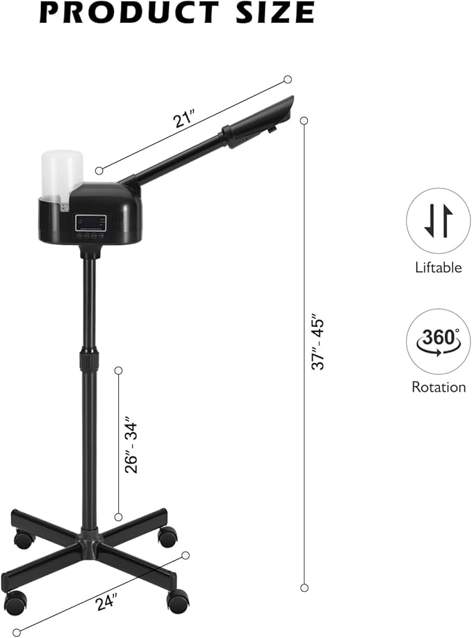 Artist hand Black Facial Steamer Professional Beard Steamer for Men Face Steamer for Shaving & Skin Care for Barbershop, Salon, Spa Use