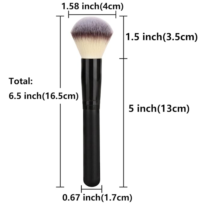 Makeup Brushes 2pcs Powder Foundation Brush Face Blush Blender Brush for Liquid and Cream Mineral Blending Buffing Kabuki Brushes Thick Dense Soft Synthetic Fibers Bristles Round Top - Black