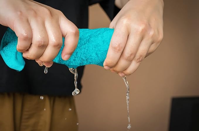 Softolle 100% Cotton Washcloths 60 Pack (12x12 Inches) Soft, Highly Absorbent Washcloth, Face Towels, Wash Cloths for Face, Ring Spun, Bulk Pack (Turquoise)