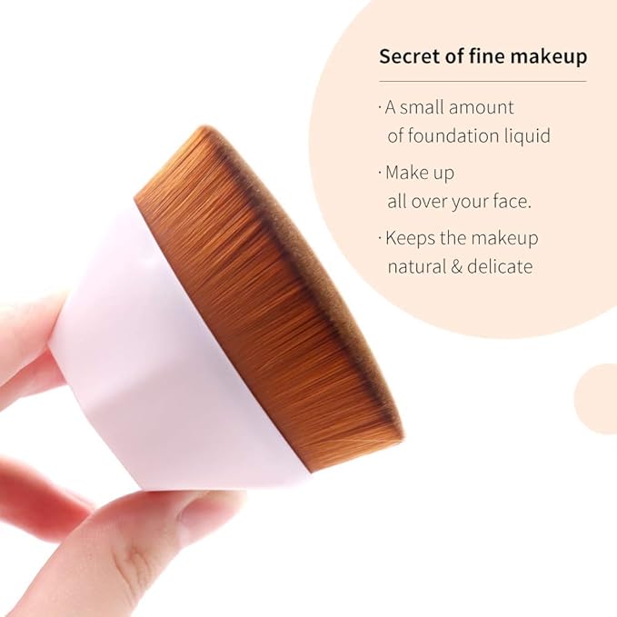 2pcs Foundation Makeup Brush Flat Top Kabuki Face Blush Liquid Powder Foundation Brush Portable Cosmetic Brush for Blending Liquid, Cream or Flawless Powder Cosmetics with Bonus Protective