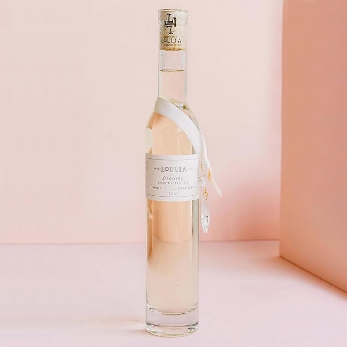 Lollia Breathe Bubble Bath, 12.9 fl. oz., Peony & White Lily Scented Bubbling Cleanser for Women, Soothing & Moisture-Rich Scented Body Soap with Hydrating Ingredients