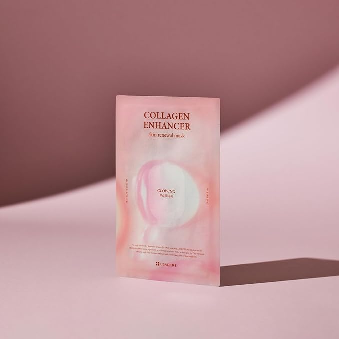 LEADERS Collagen Enhancer Skin Renewal Mask – Boosts Elasticity, Firmness & Hydration for a Plump – Hydrating Face Mask with Hydrolyzed Collagen, Plant Extracts, & Moisture-Rich Formula – 10 Sheets