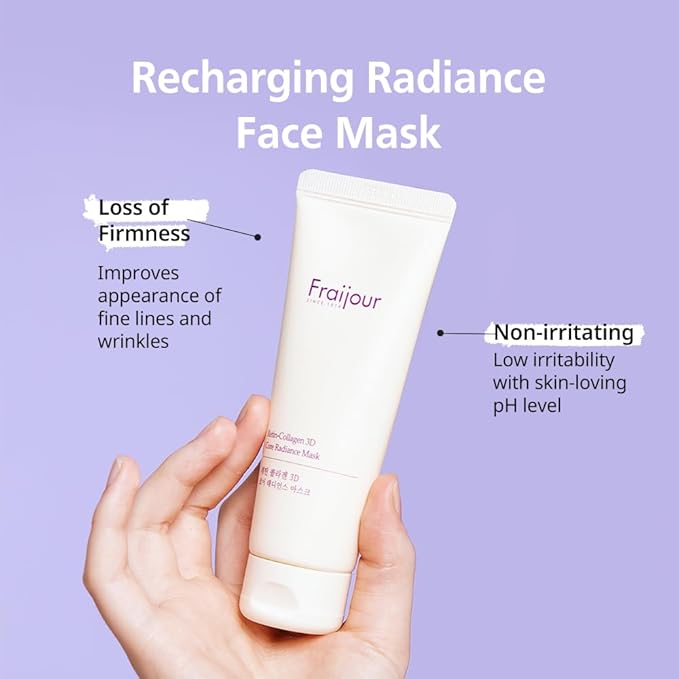 Fraijour Retin-Collagen 3D Core Radiance Mask – Firming Wash-Off Mask with Peptides & Bakuchiol, Tightens & Nourishes Skin, Restores Radiance & Glow, For All Skin Types, 2.54 fl.oz.