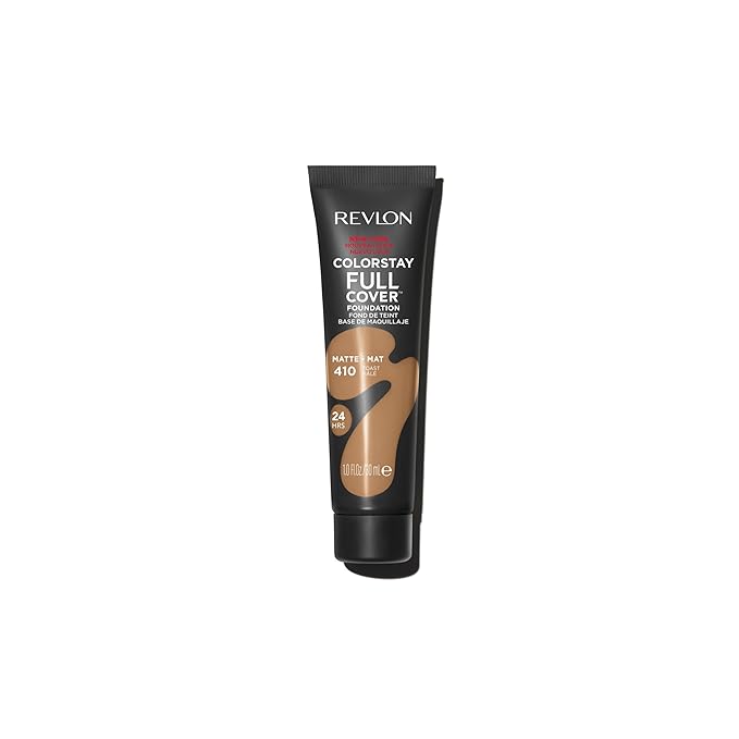 Revlon ColorStay Full Cover Longwear Matte Foundation, Heat & Sweat Resistant Lightweight Face Makeup, Toast (410), 1.0 oz