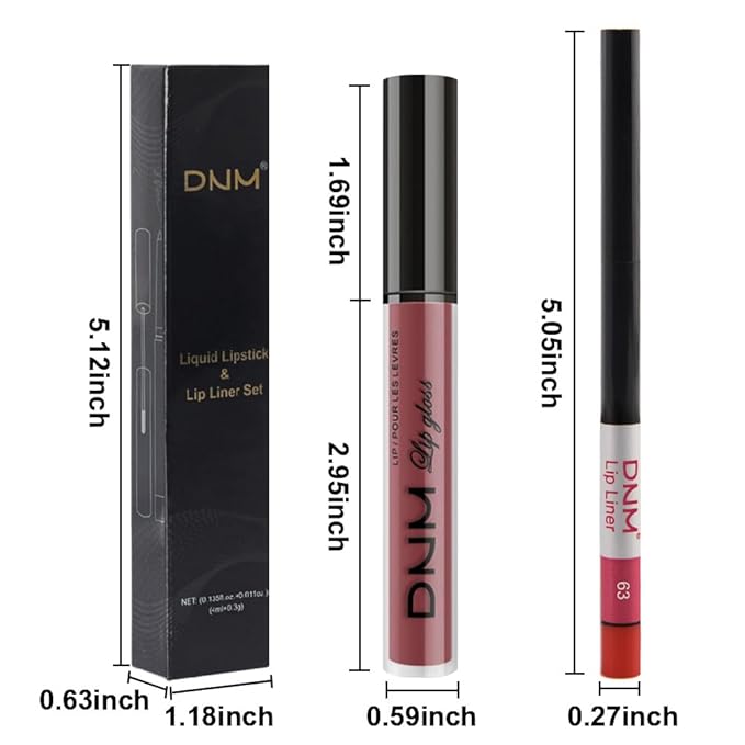 2Pcs Mauve Rose Matte Lip Liner and Lipstick Makeup Set, Mate Dusty Rose Lip Stain Lip Gloss Matt Liquid Lipstick 24H Long Lasting lapiz labiales mate 24 horas originales larga duracion (63#)