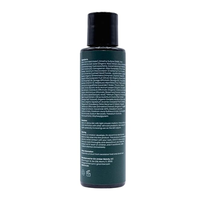 Gin Amber Beauty - Natural AHA/BHA Exfoliating Cleanser | Brightening, Even Texture | For All Skin Types (4 fl oz - 120 ml)