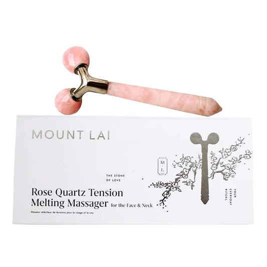Mount Lai Rose Quartz Tension Melting Facial Massager for Face & Neck – Face Roller to Relieve Tension, Soothe Stress, Improve Circulation & Enhance Skin Radiance