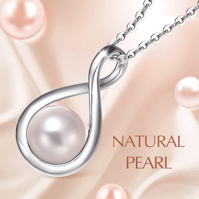 FANCIME Birthstone Necklaces for Women Fine Jewelry Sterling Silver Dainty Infinity Pendant Anniversary Birthday Christmas Gifts for Her Wife Mom Lady Daughter, Chain 16"+2" Extend