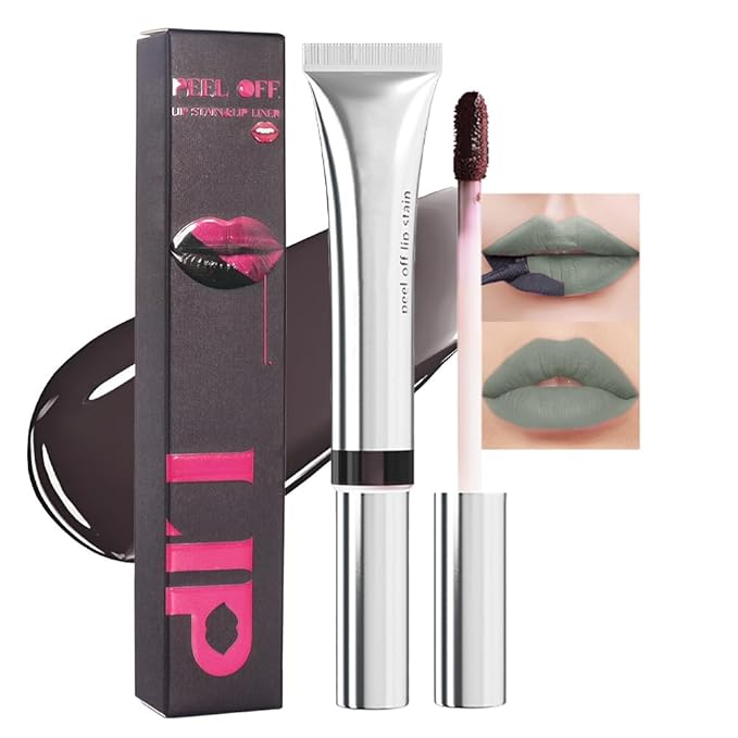 evpct Lip Tains Peel off, Peel off Lip Liner Tattoo Lip Stain Tint Gloss Marker Makeup, Long Lasting Waterproof 24 Hours Matte Finish Transfer-proof Pigmented Color Stay Lipsticks, 135 Deep Green