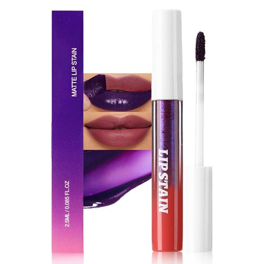 evpct Deep Mauve Red Peel Off Lip Stain Tints, Matte Liquid Lipstick Lip Stain Long Lasting Waterproof for Women, Non-stick Cup Lipstick Peel Off Highly Pigmented Not Faded Smudge-proof Easy to Apply