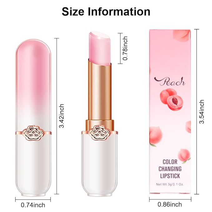 BINGBRUSH Peach Color Changing Lipstick,Moisturizer Long Lasting Lip Care Lip Balm Magic Lip Gloss Lip Tint Stain Gloss Set for Women (1pc Peach)