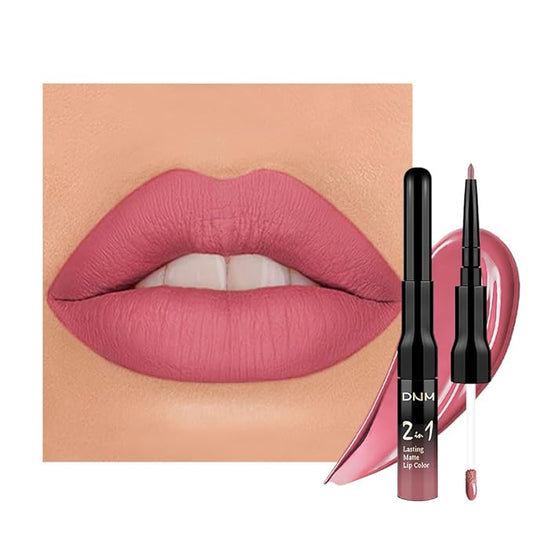 evpct 1Pcs Mauve Pink Matte Lip Liner and Liquid Lipstick Stain Makeup Set for Women, Light Mauve Long Lasting Smudge Proof Lipstick labiales matte mate larga duracion listip 24 hours originales, 35#
