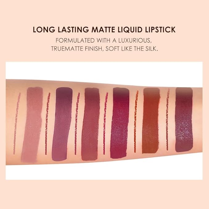 BONNIE CHOICE 12Pcs Matte Liquid Lipstick + Lip Liner Pens Set, 6 Matte Lipstick With 6 Matching Smooth Lipliner Waterproof Long Lasting 24 Hour Lip Gloss Makeup Mother's Day Gifts for Women